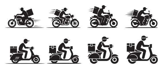 Fast delivery scooter line icons with motion speed lines. vector illustration eps 10