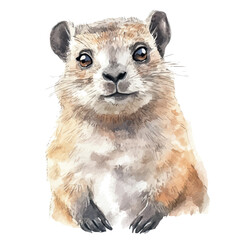 Rock Hyrax, watercolor illustration, vector, isolated on a white background. © zentrix