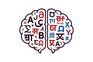 brain filled with multilingual alphabets © mr