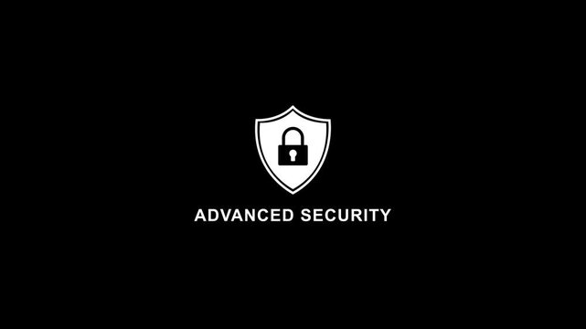 Advanced Security Shield with Lock Symbol on Black Background protection