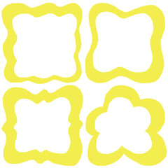 set of yellow wavy frames hand drawn