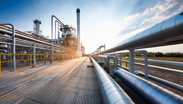 steel pipeline outdoor structure in oil and gas chemical factory ai generated image