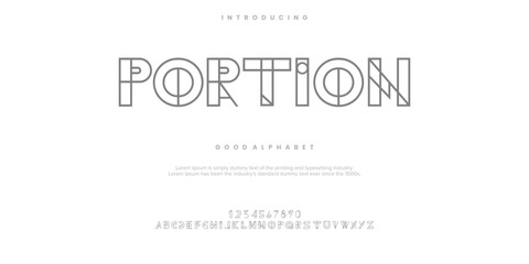 Portion Abstract minimal modern alphabet fonts. Typography technology vector illustration