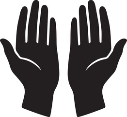 Obraz premium Black silhouette of two open hands, palms facing forward, isolated on white background