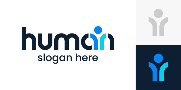 Modern human logo design wordmark. Abstract people family together human unity shapes logo design in letter an graphic vector illustration. Symbol, icon, creative.