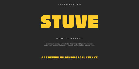 Stuve abstract minimal modern alphabet fonts. Typography technology vector illustration
