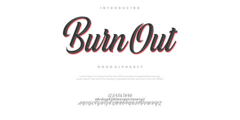 BurnOut Elegant alphabet letters font and number. Classic Lettering Designs vector illustration