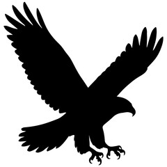 Fototapeta premium Black and White Eagle Silhouette Icon - Majestic Bird of Prey Landing Symbol