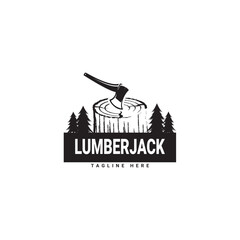 lumberjack silhouette logo vector template