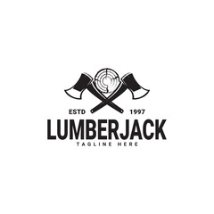 lumberjack silhouette logo vector template