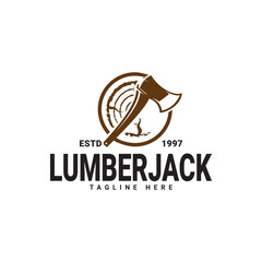 lumberjack silhouette logo vector template