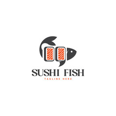 Sushi Fish Logo Template Fresh food for restaurant vector template