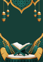 ramadhan kareem. islamic greetings ramadan kareem card design background with lanterns and crescent moon. vector illustration © Wiwit