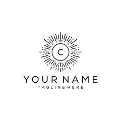 Initial letter C pattern sun rays summer logo design inspiration