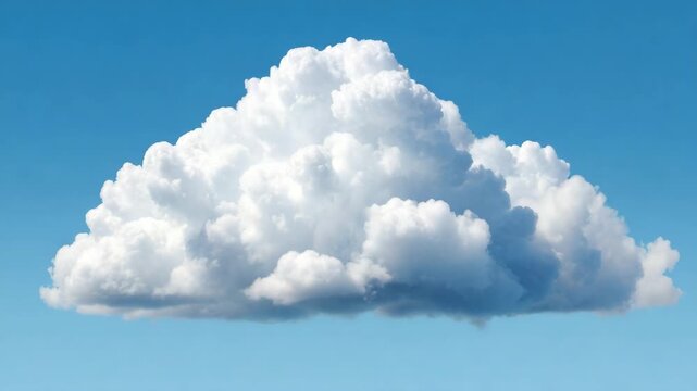 A large white cloud in a clear blue sky on a sunny day outside