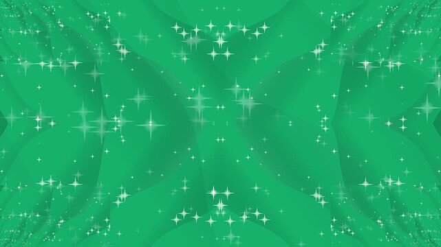 Abstract Green Background with Shimmering Stars and Light Rays for Festive Occasions.