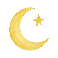 Islamic watercolor crescent moon © Menhikki