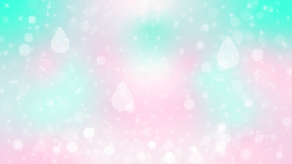 パステルスパークルきらめき背景（ミントグリーン&times;ピンク）：ミントグリーンとピンクが溶け合う幻想的なパステルグラデーションに、光の粒のきらめきと柔らかな玉ボケを散りばめた背景素材。ゆめかわ・文具女子層に響く世界観で、シール帳やマスキングシール、ラッピング、100均雑貨、エコバッグまで幅広く活用可能。春夏シーズンの長期販売にも適した万能デザイン。