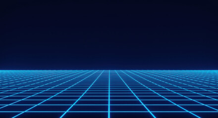 Neon blue grid lines on dark background for futuristic technology design