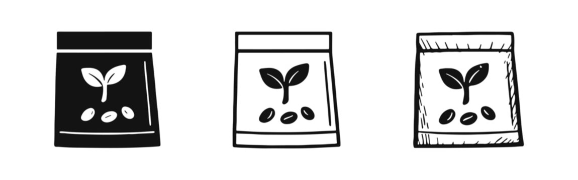 Vertical Seed Packet Icon Set for Gardening and Agriculture in Three Styles