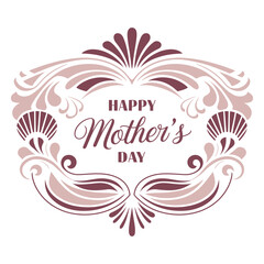 Happy Mother's Day elegant lettering with pink floral botanical wreath vector