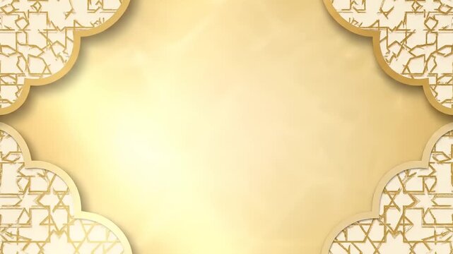 Elegant Golden Islamic Pattern Background with Ornate Decorative Frame for Festive Occasions and Luxury Designs, Perfect for Celebrations and Cultural Themes