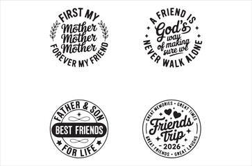 Fototapeta premium Four circular typographic designs celebrating family and friendship connections
