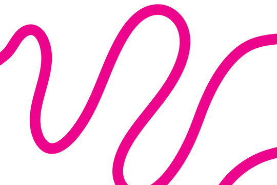 A vibrant pink neon like squiggly line on a white background