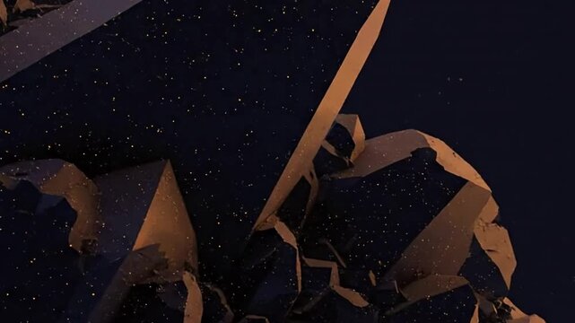 Abstract Geological Twinkle An ethereal, dark animation of abstract rock-like formations, featuring tiny, twinkling light effects in two colors.