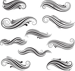 Fototapeta premium Elegant Black Swirls and Flourishes Design Elements Set