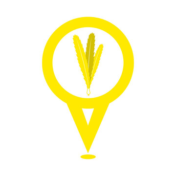 cute yellow culantro vegetable location pin icon