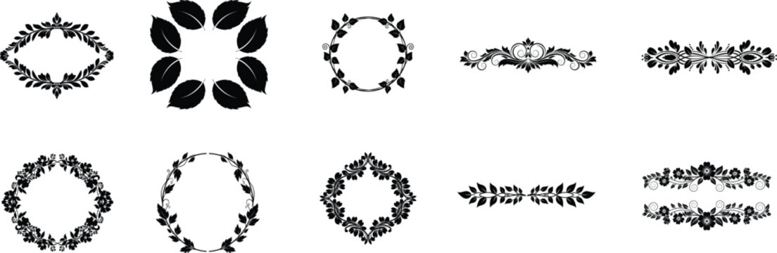 Collection of ornate black frame designs for decorative purposes