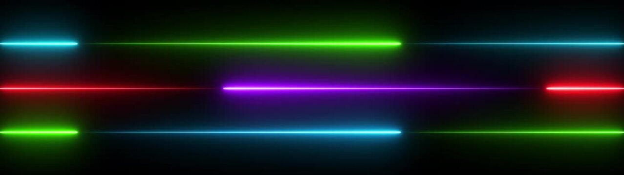Neon Light Bars Glowing in Dark Background Colorful Horizontal Lines neon lights glowing lines colorful background