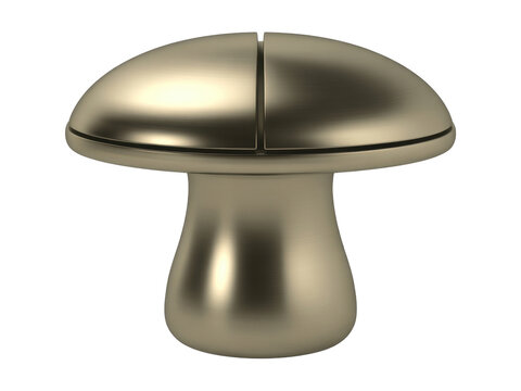Brass mushroom cabinet knob hardware home decor isolated on a transparent background