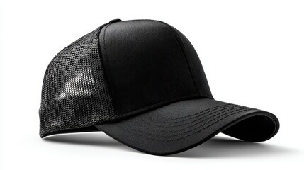 Black baseball cap isolated on white background