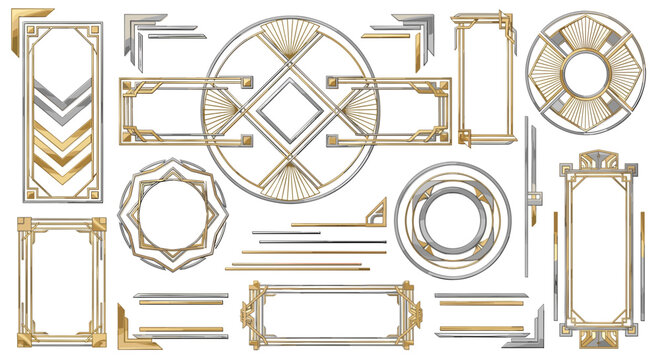 Collection of vintage ornate decorative metal frames and borders