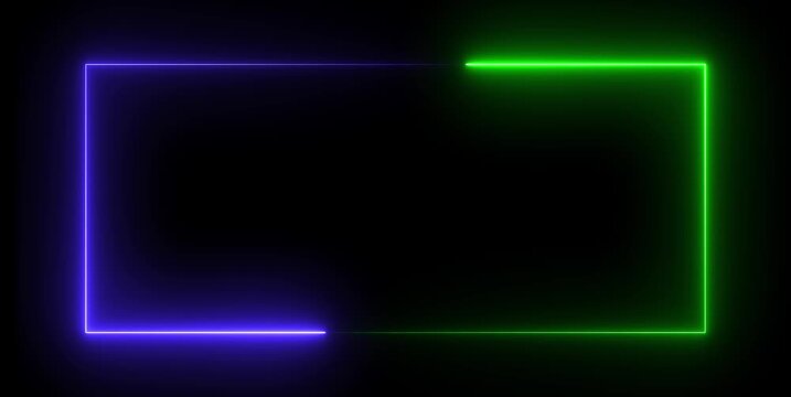Neon Rectangle Border Glowing Purple Green Lines Dark Background Modern glowing border modern neon sign