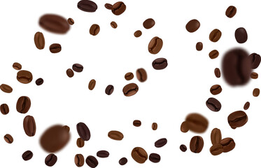 Obraz premium Dynamic flying roasted coffee beans scattered with motion blur effect
