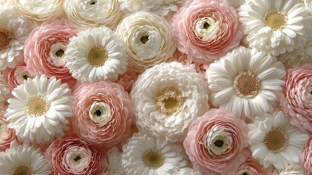 Floral Pink and white blossoms form a lush display