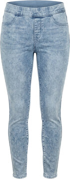 Light blue acid-wash jeggings with a skinny fit