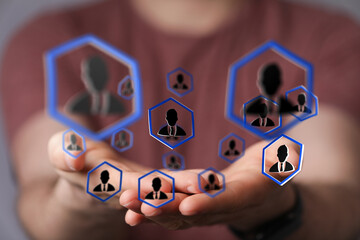 Abstract image representing concept of human resources, business networking, digital connections...