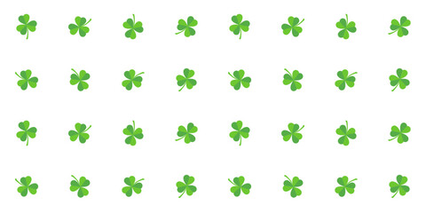Seamless Pattern with Green Clover Leaves. Vector