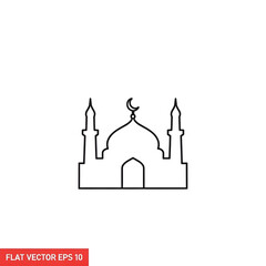 Obraz premium Simple Mosque Icon Vector Illustration.