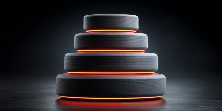 3D debt ceiling concept with liabilities stacking toward red limit bar, warning glow, dramatic rim lighting, detail.