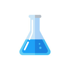 Laboratory Erlenmeyer Flask with Blue Liquid.