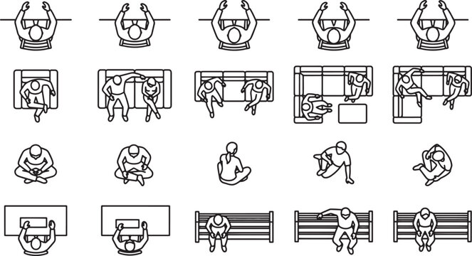 Simplified top-view architectural design plans. Illustrating the detailed spatial organization and intended use. conveying the essence of structure, functionality, and design. 