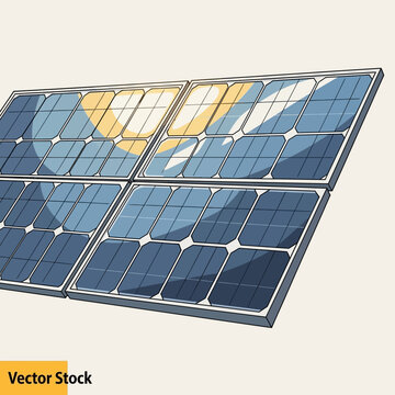 Solar Panel Array with Blue and Yellow Cells.