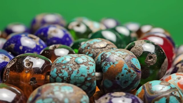 Colorful Gemstone Beads - A Close-Up View of Various Polished Stones.