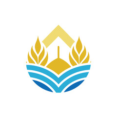 Stylized wheat and water droplet logo isolated on white background