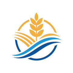 Stylized wheat and water droplet logo isolated on white background